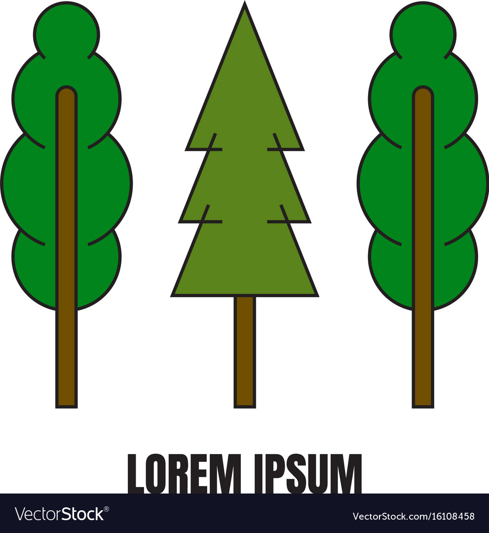 Line style logotype template with trees
