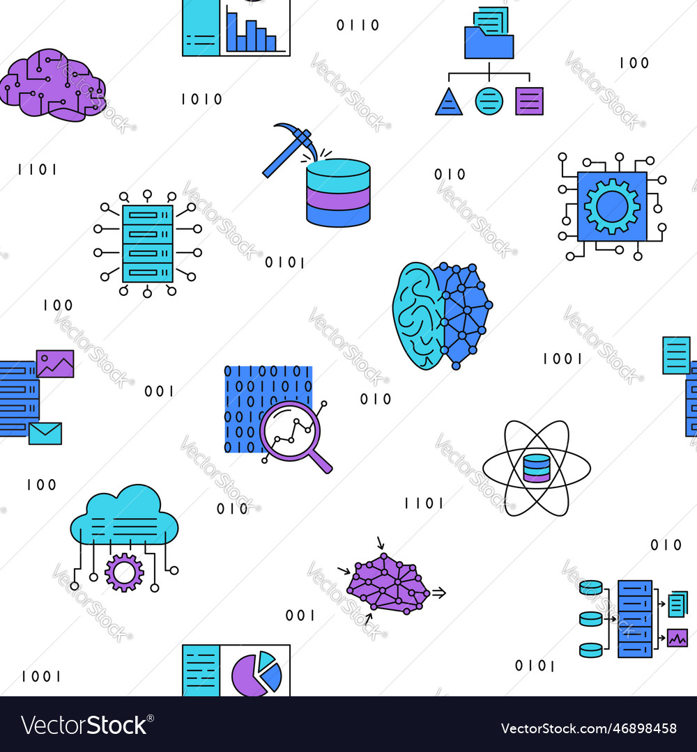 Machine learning line seamless pattern Royalty Free Vector