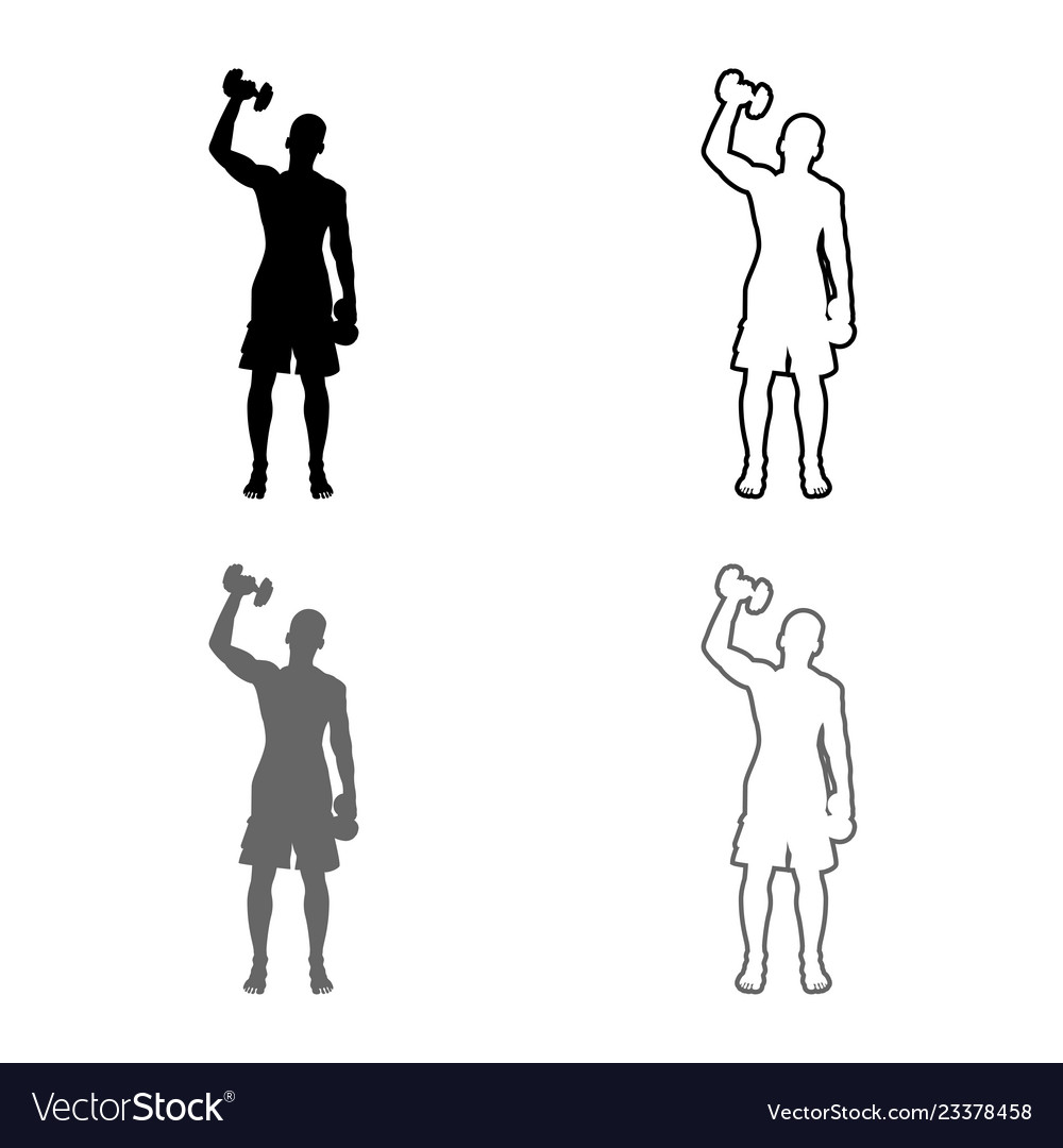 Man doing exercises with dumbbells sport action