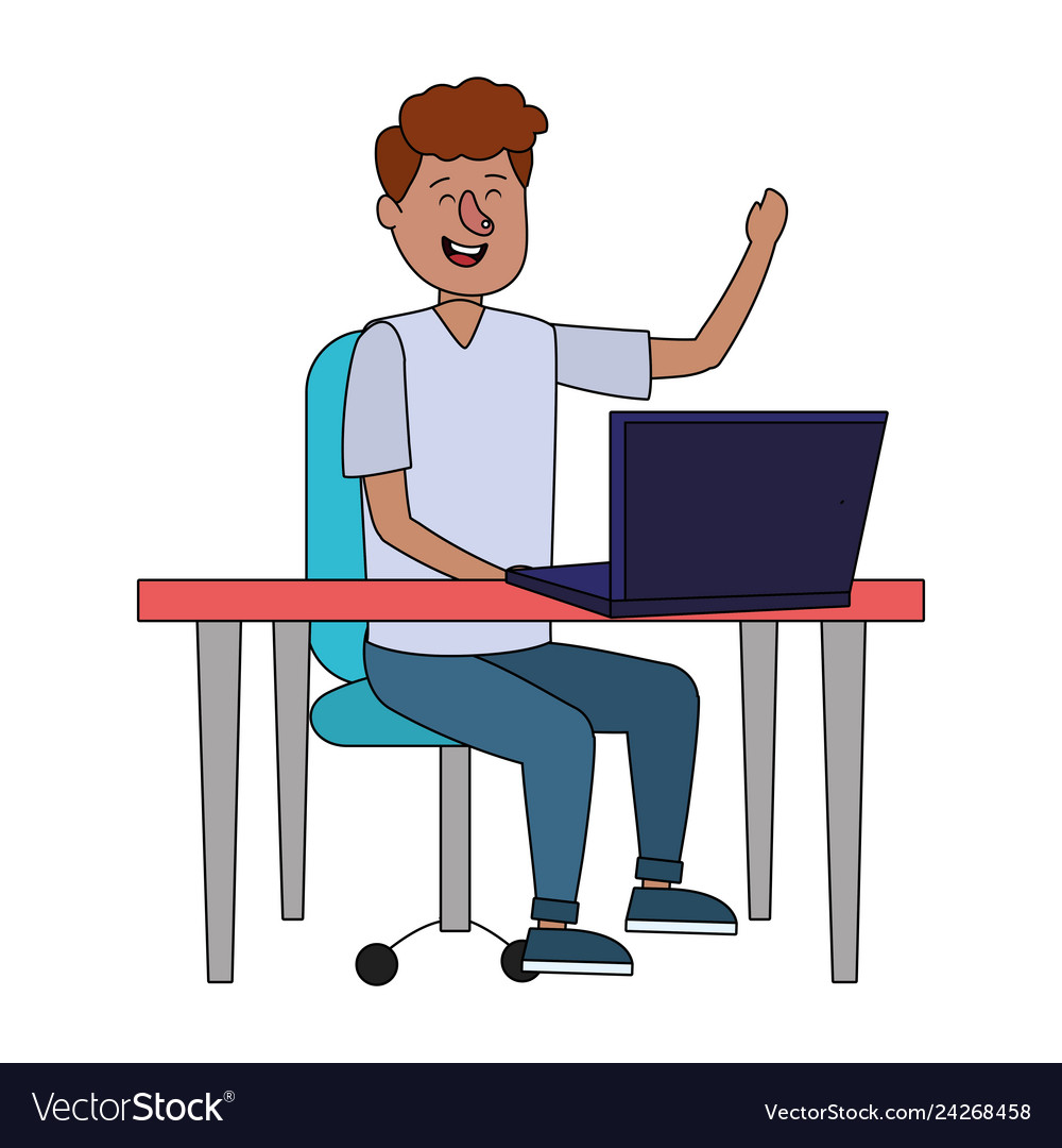 Man using technology device Royalty Free Vector Image