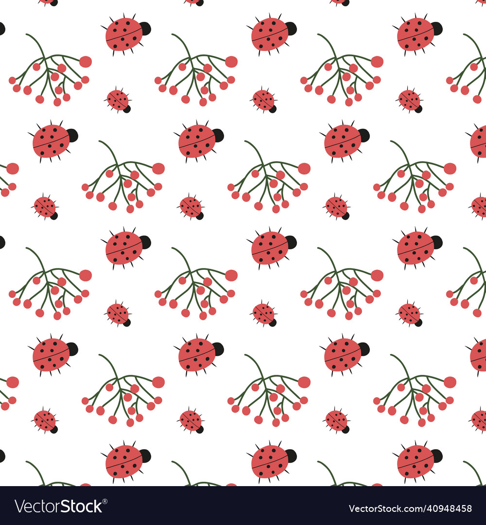 Seamless pattern with ladybug