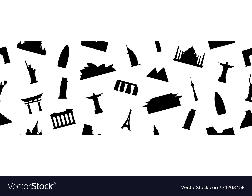Seamless pattern with world monuments