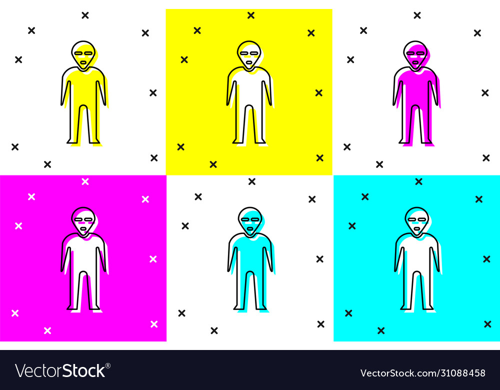Set alien icon isolated on color background Vector Image Set alien icon isolated on color background