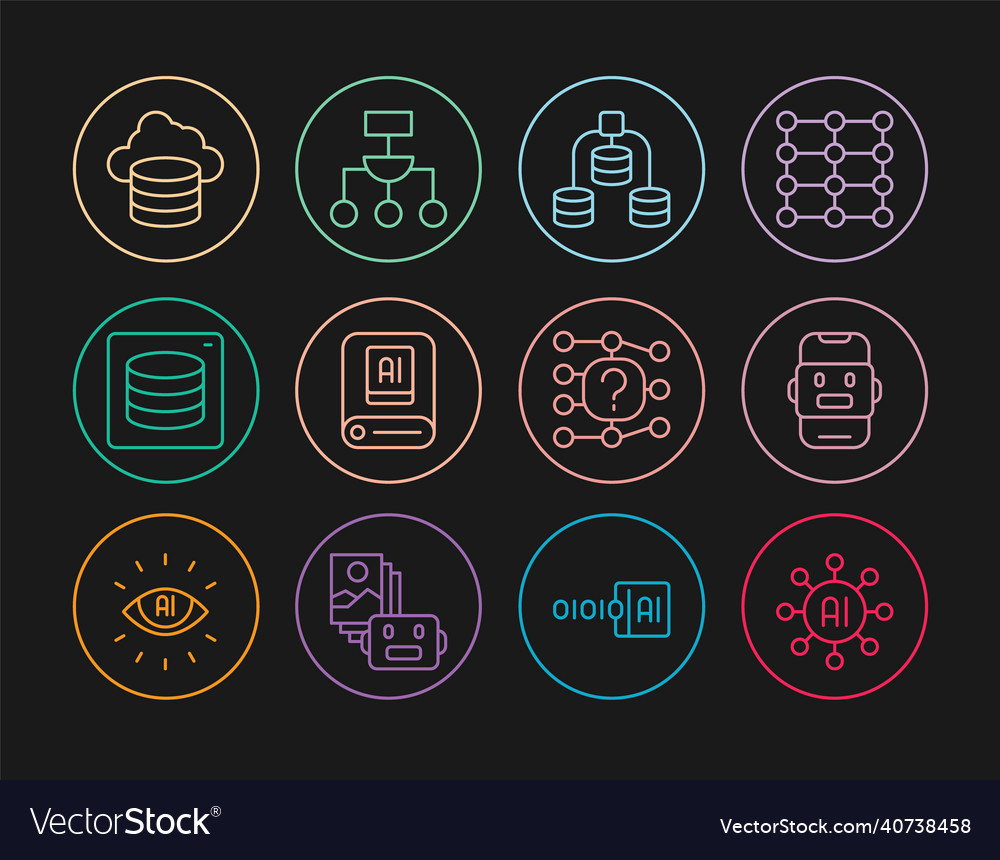 Zeilen neural Netzwerk Chat Bot Server Daten vector image Zeilen neural Netzwerk Chat Bot Server Daten