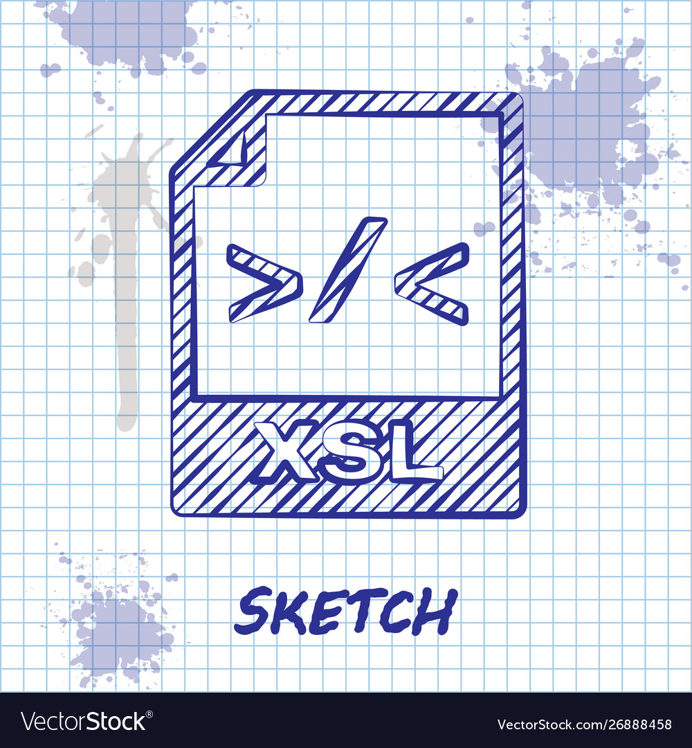 Sketch line xsl file document download button vector image Sketch line xsl file document download button