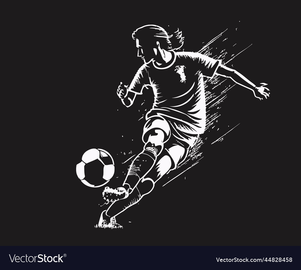 Soccer player kicking ball