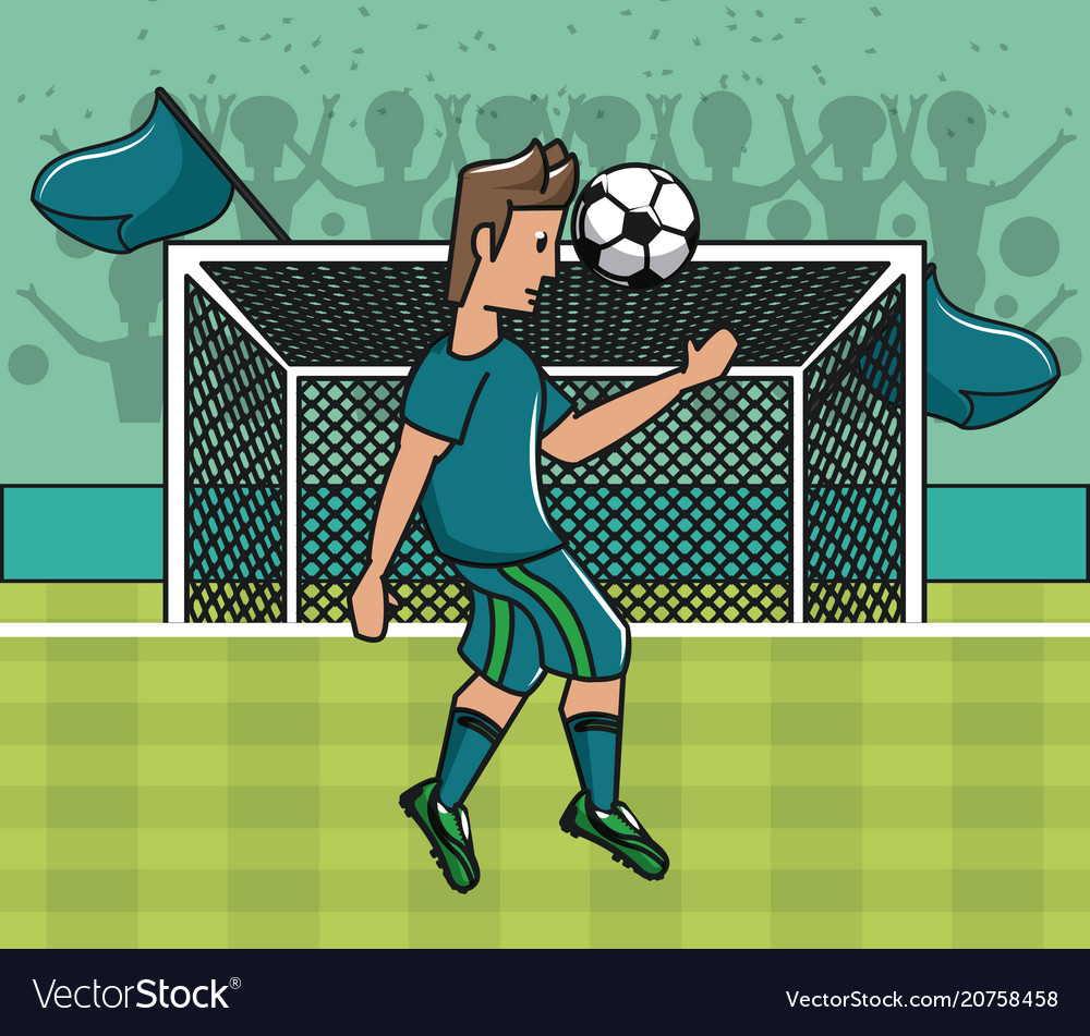 Soccer player playing on field Royalty Free Vector Image