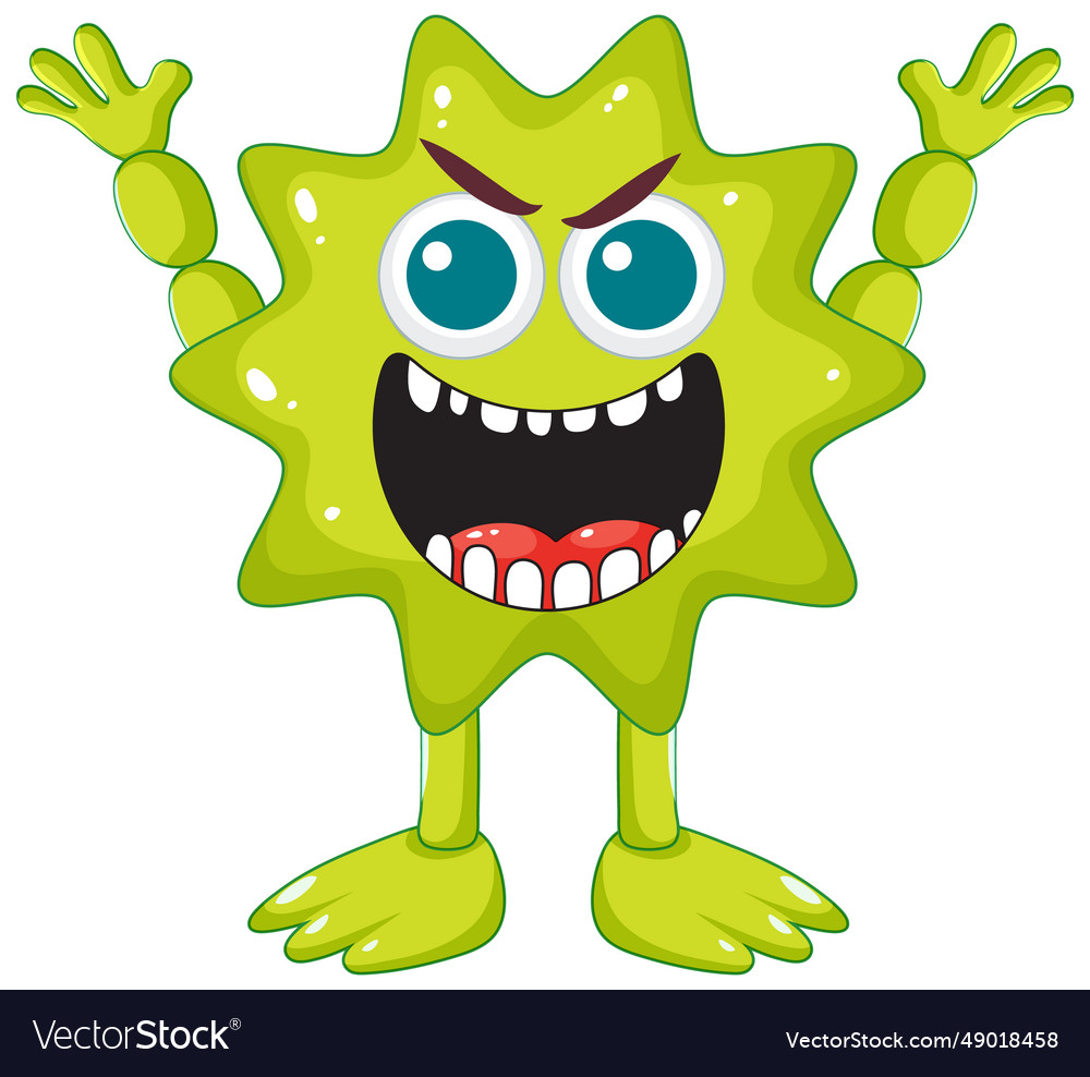 Spiky green monster cartoon character a playful Vector Image