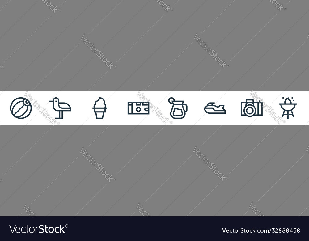 Summer line icons linear set quality vector image Summer line icons linear set quality