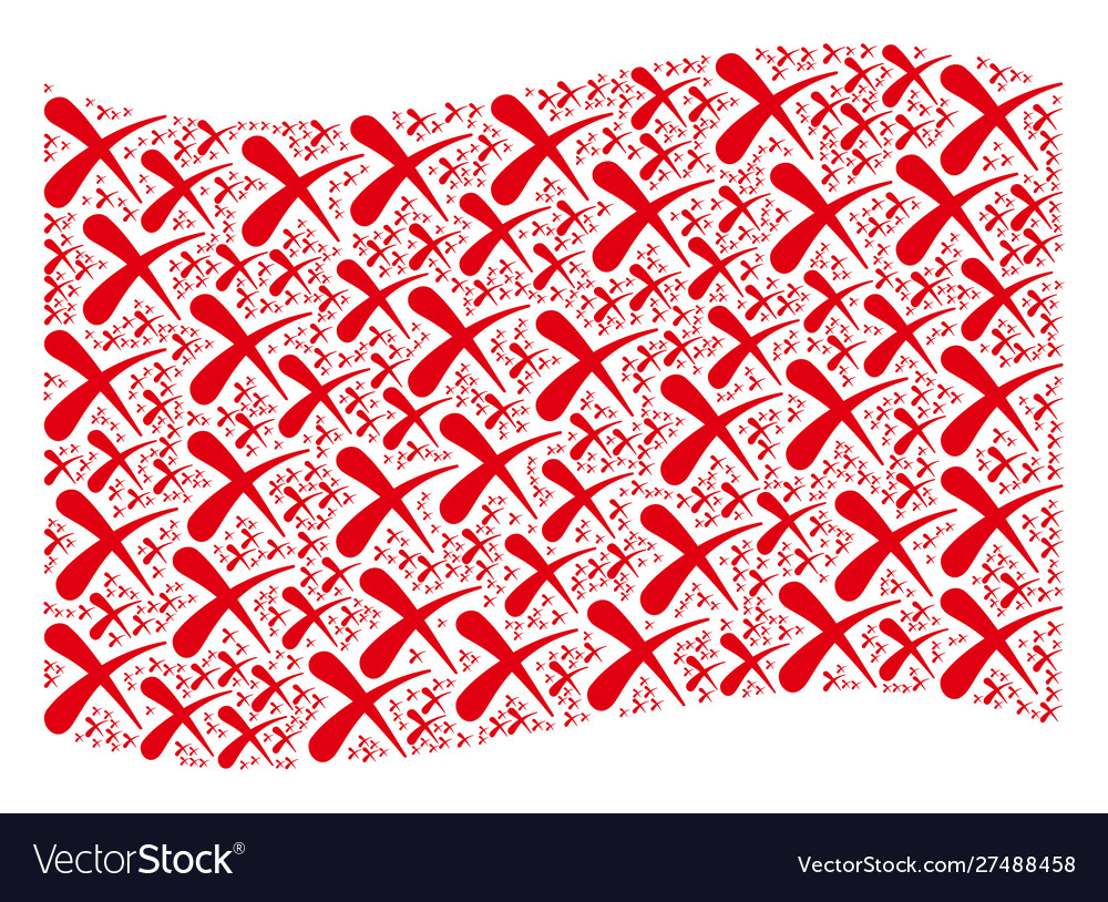 Waving red flag pattern erase items vector image Waving red flag pattern erase items