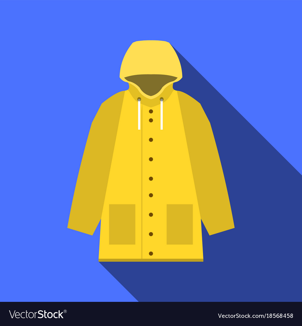 Yellow vintage raincoat icon in flat design with Vector Image