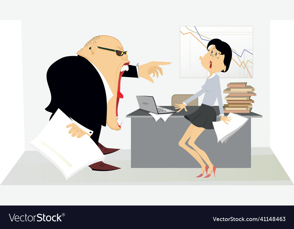 Angry boss and employee woman Royalty Free Vector Image