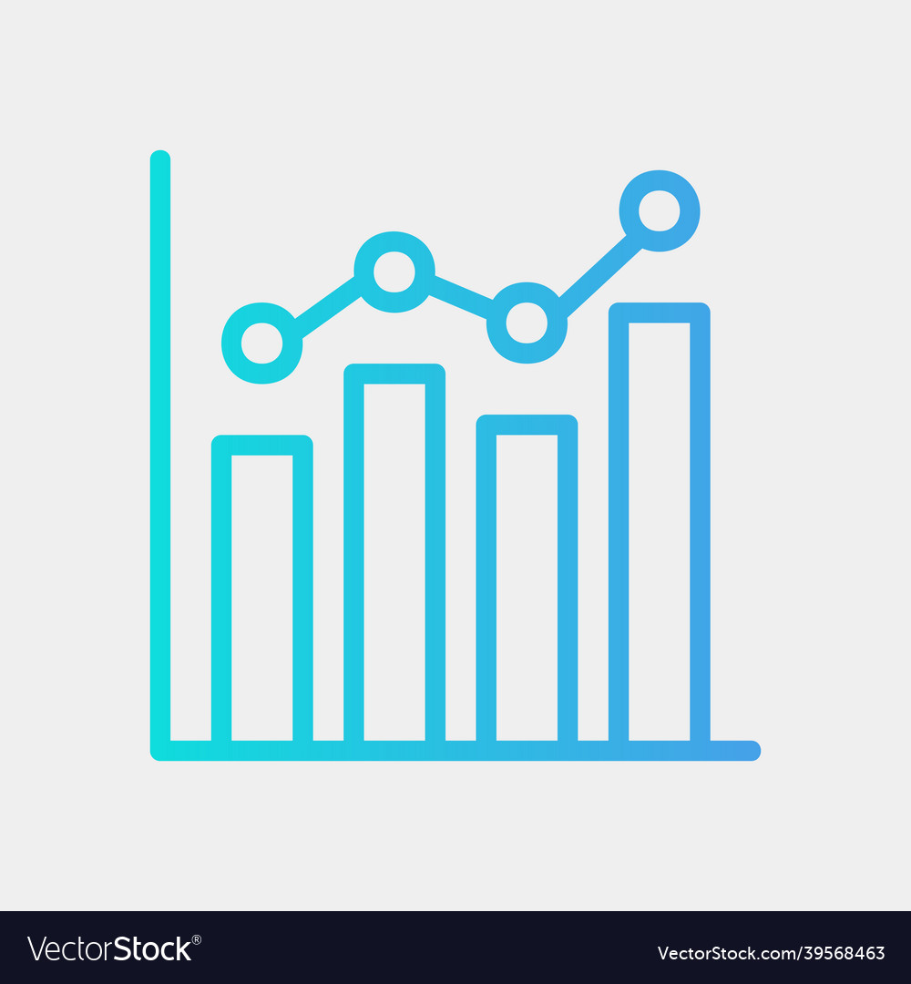 Bar chart icon in gradient style for any projects vector image Bar chart icon in gradient style for any projects