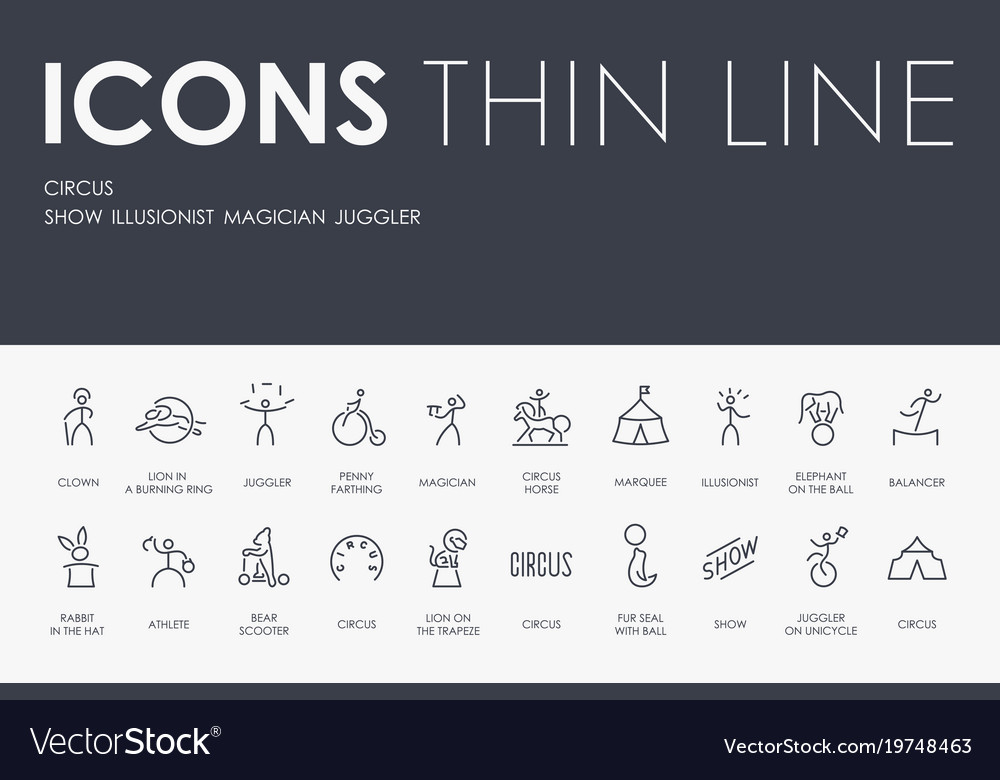 Circus thin line icons