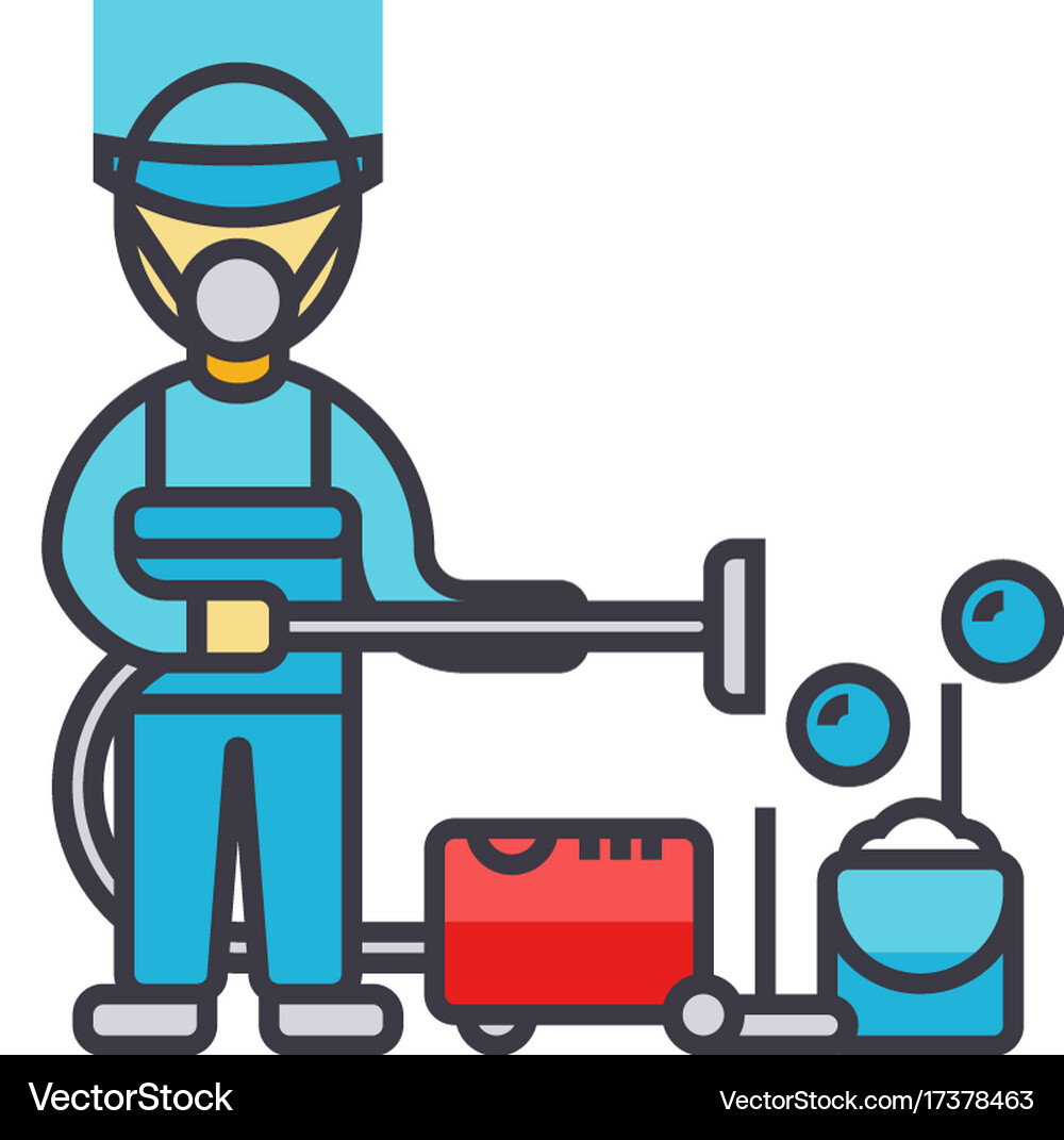 Cleaning service houskeeping man cleaner Vector Image