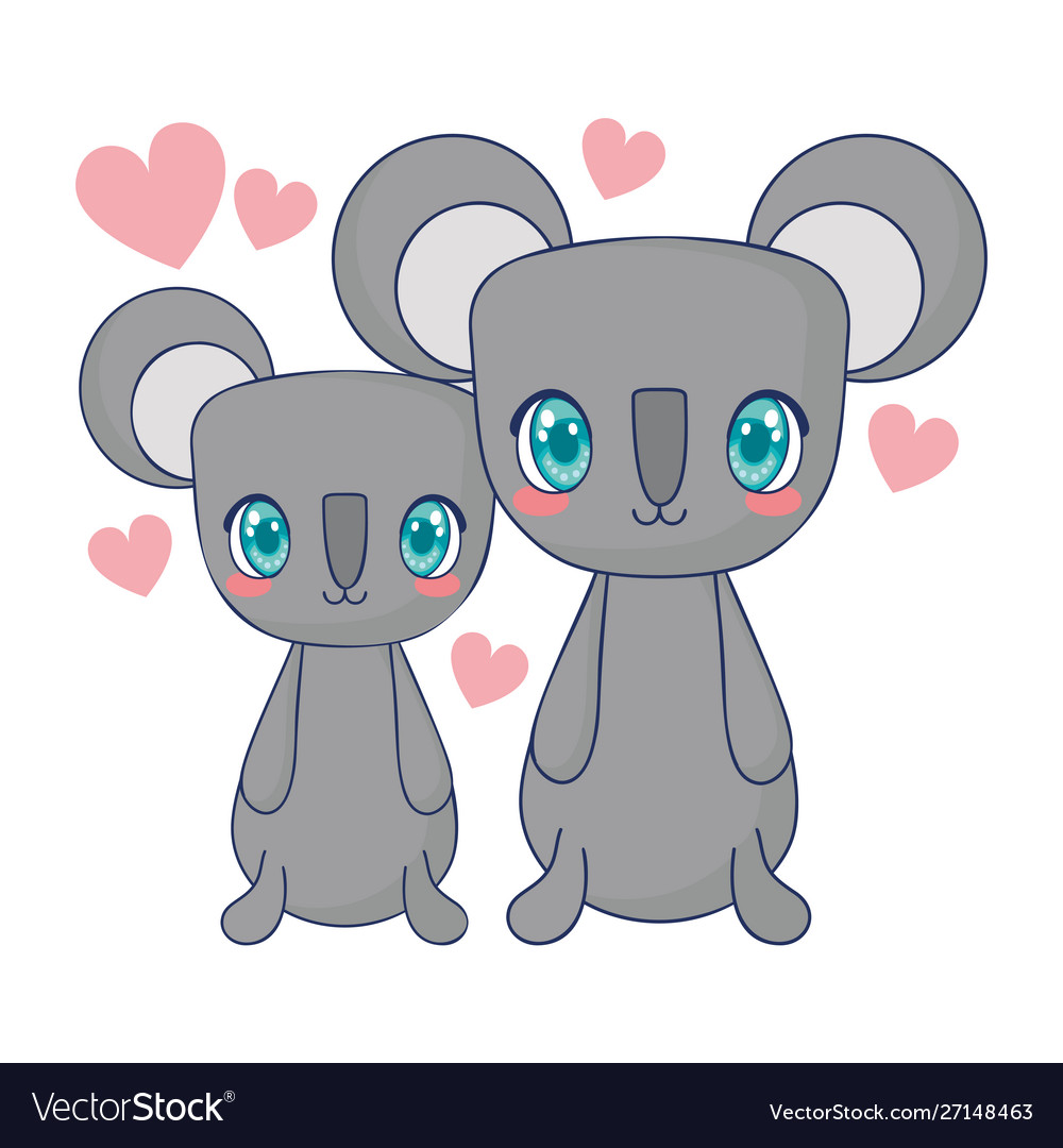 Cute koalas couple characters Royalty Free Vector Image