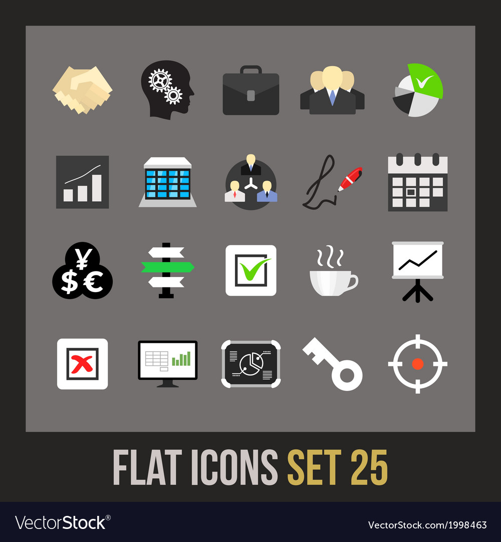 Flat icons set 25 Royalty Free Vector Image - VectorStock