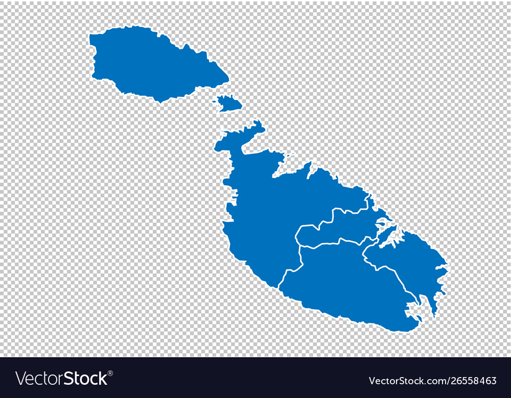 Malta map - high detailed blue Royalty Free Vector Image