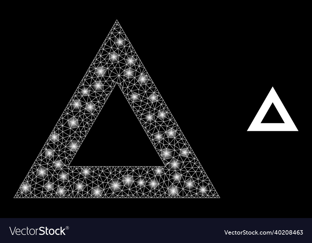 Mesh web empty triangle with shiny carcass vector image Mesh web empty triangle with shiny carcass