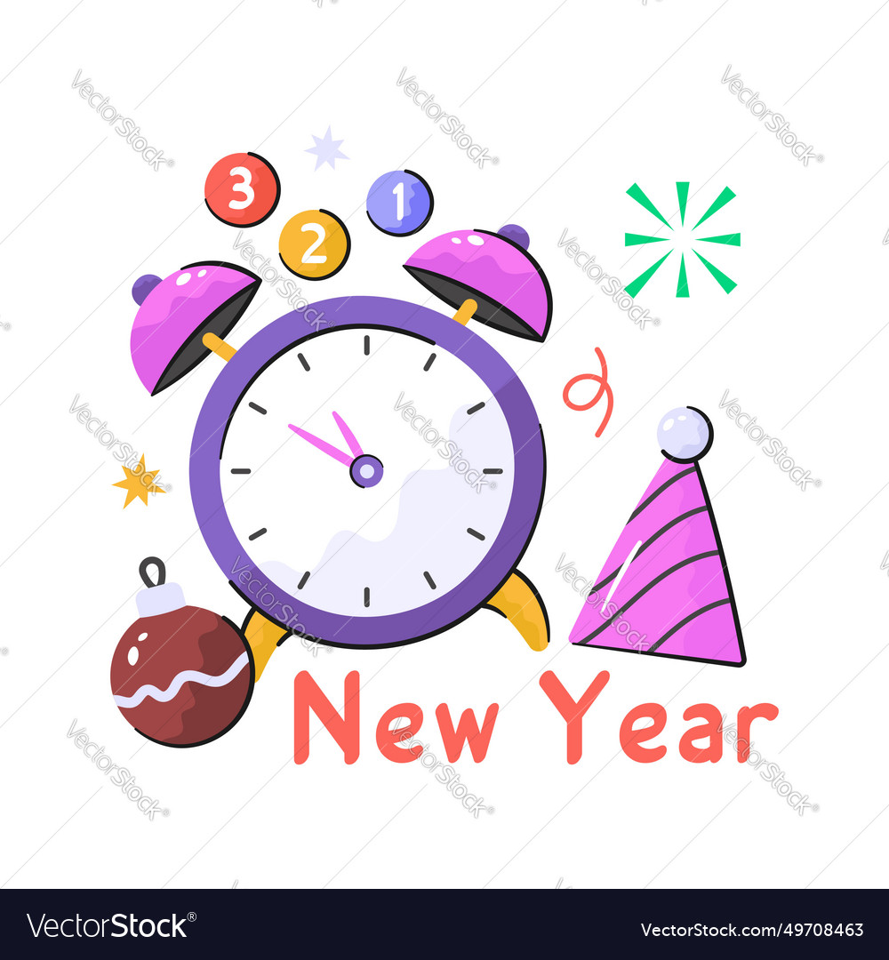 New year alarm clock with countdown denoting