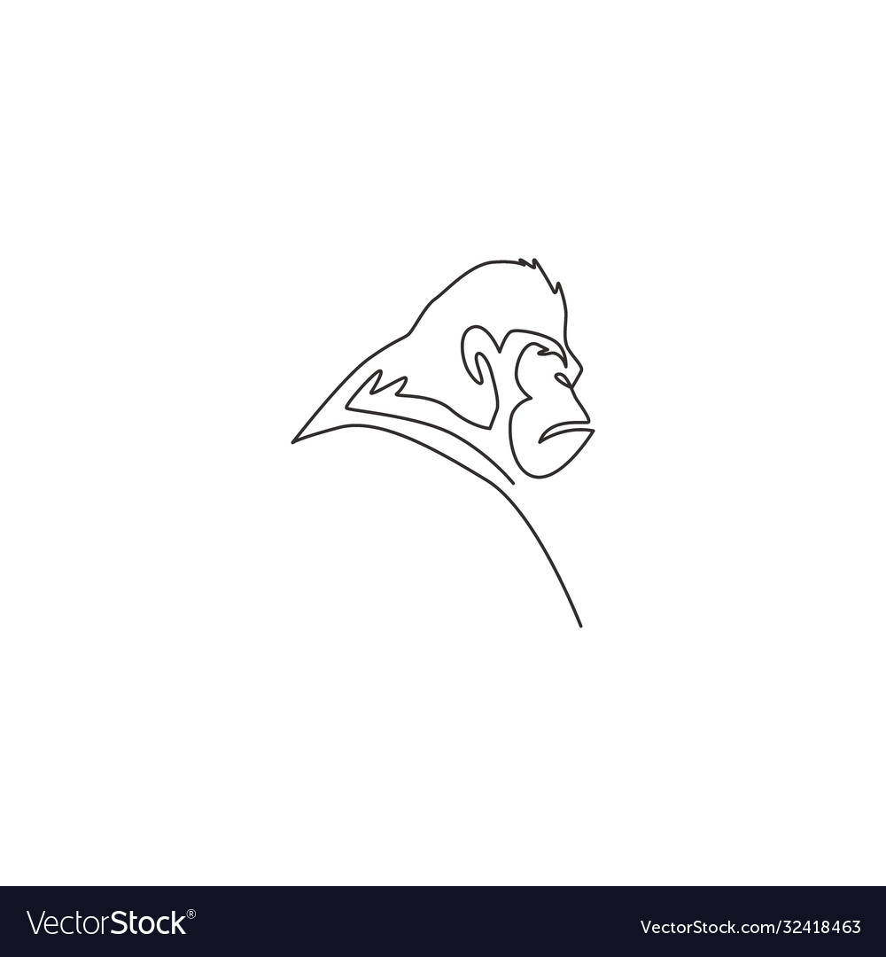 One single line drawing gorilla head