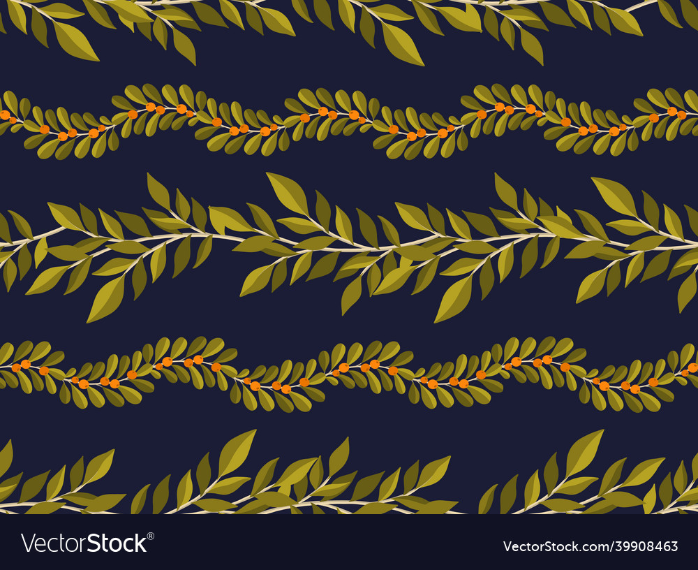 Seamless pattern branch leavesnature background