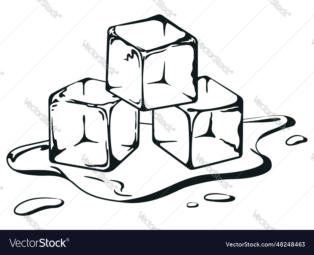 Silhouette ice blocks melting water puddle Vector Image