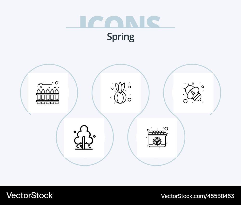 Spring line icon pack 5 icon design garden easter Vector Image
