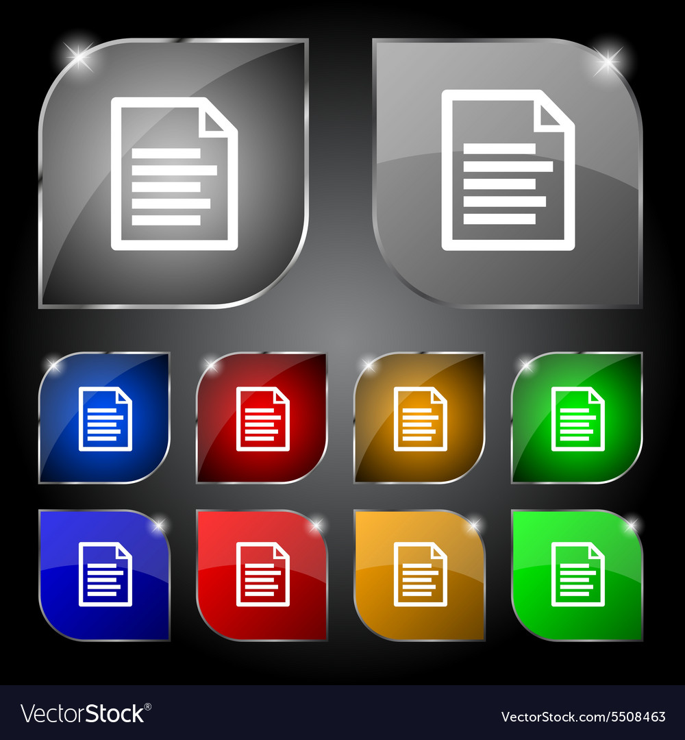 Text file icon sign set of ten colorful buttons