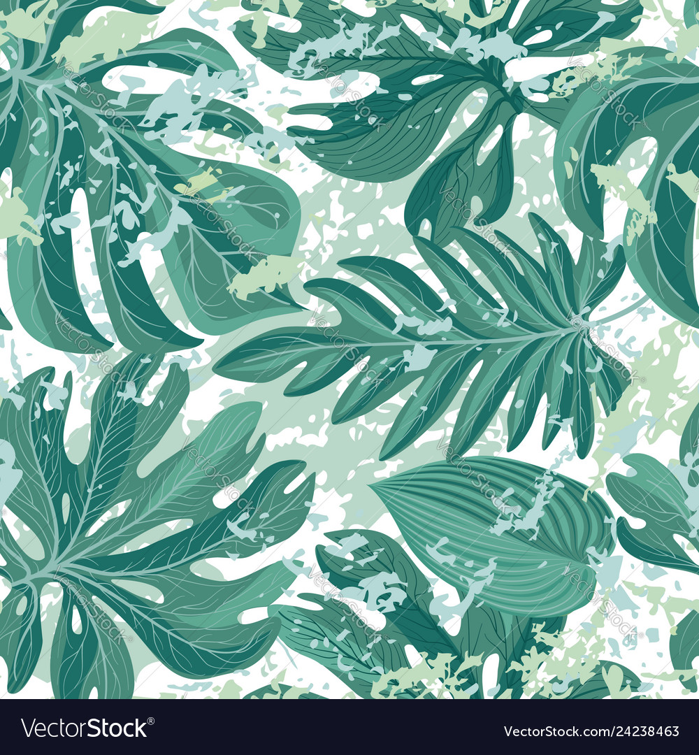 Tropical Palm Leaves Seamless Pattern Beautiful Vector Image