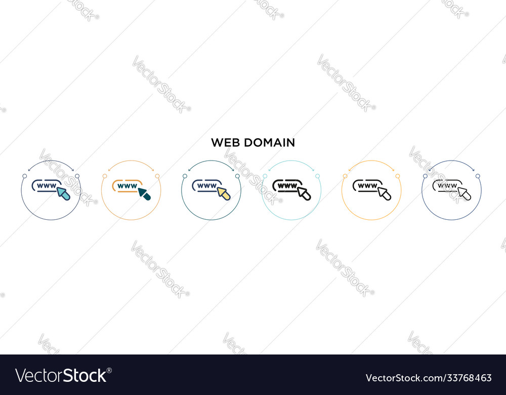 Web domain icon in filled thin line outline