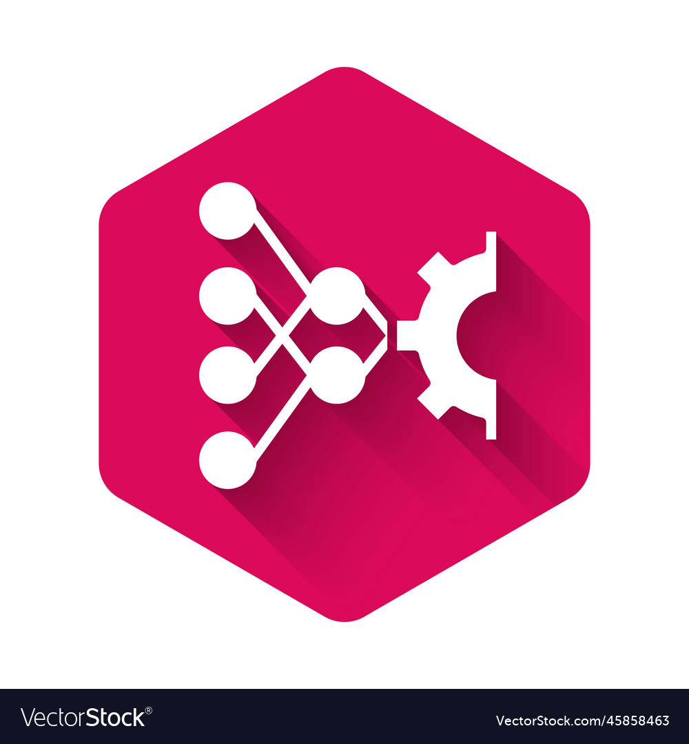White neural network icon isolated with long vector image White neural network icon isolated with long