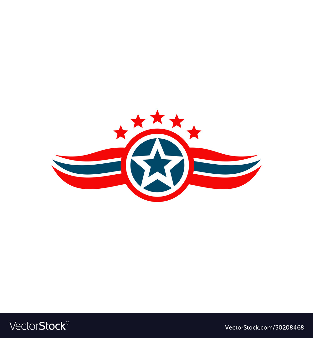 American flag and emblem logo design template