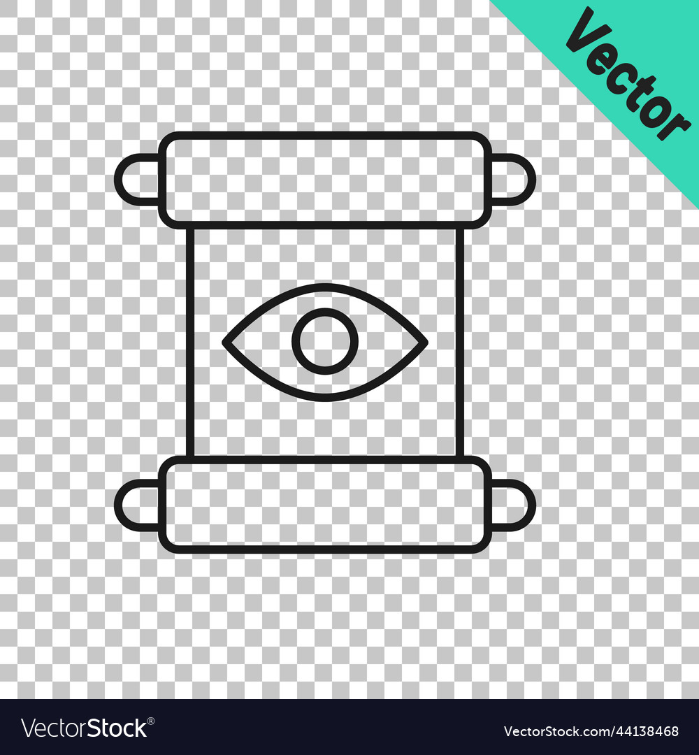 Black line magic scroll icon isolated