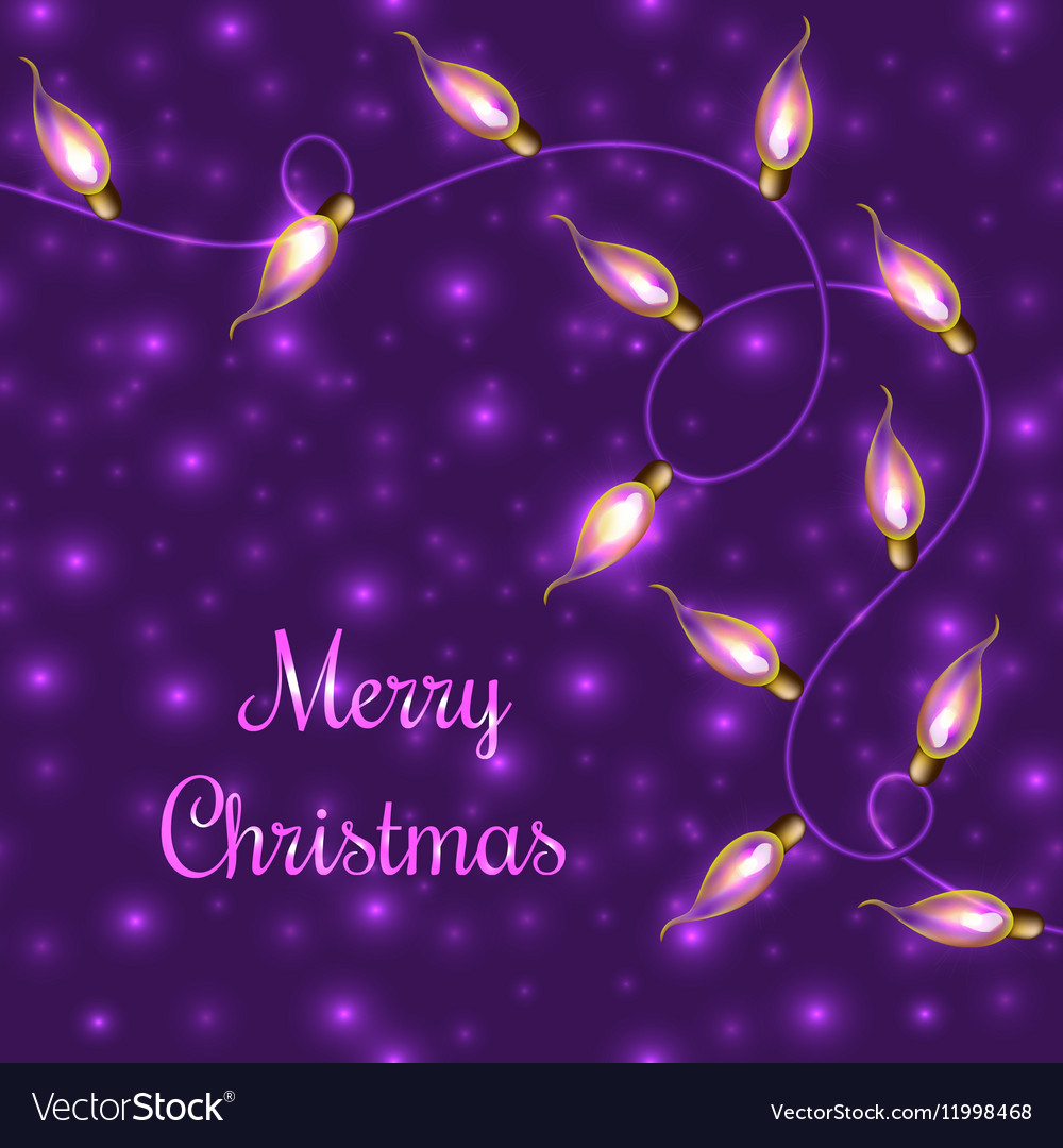 Colorful glowing christmas lights on violet