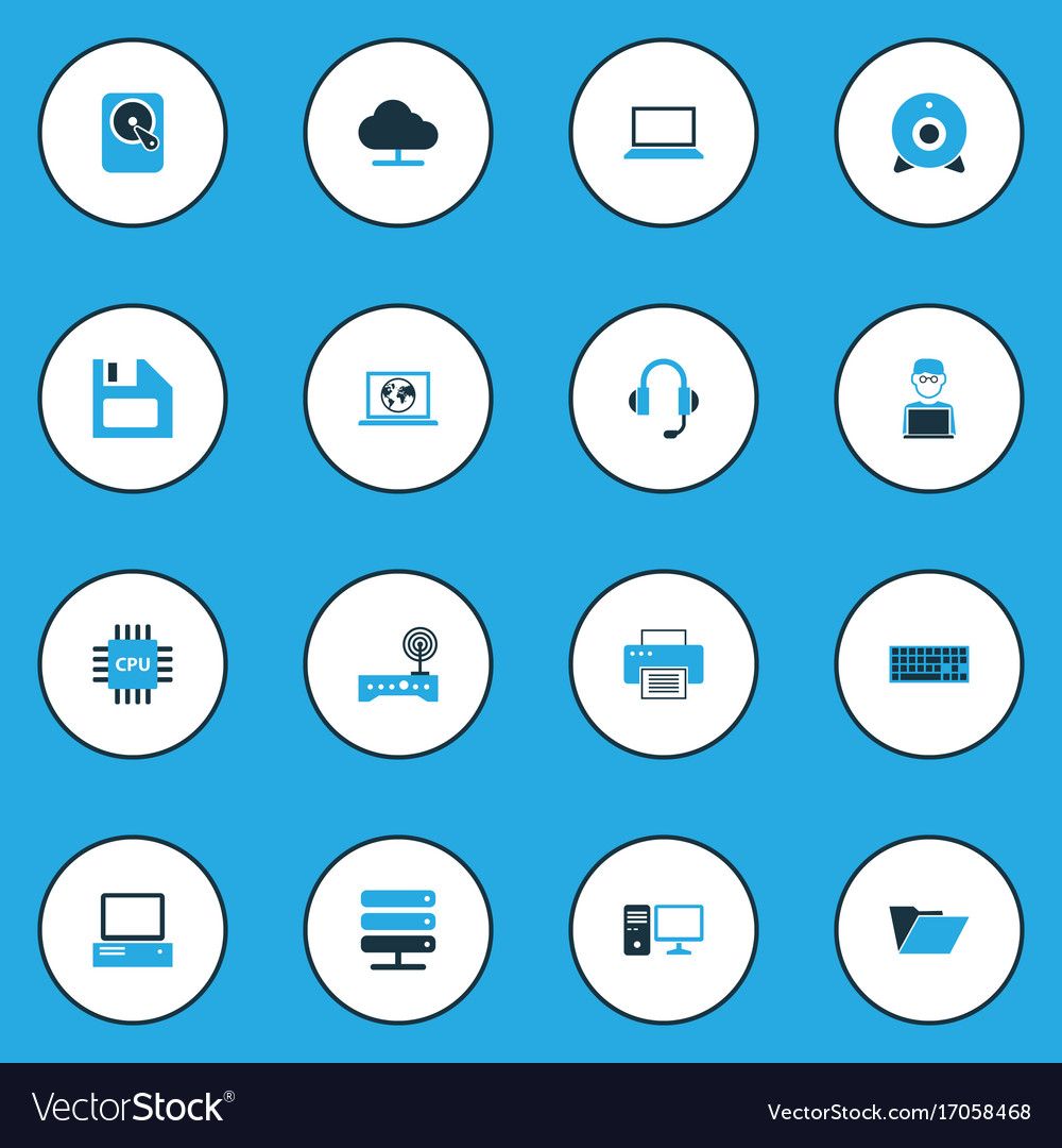 Computer colorful icons set collection of modem