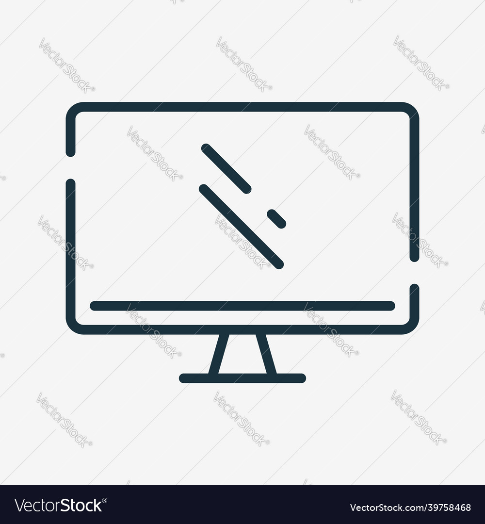 Computer monitor linear pictograph desktop line