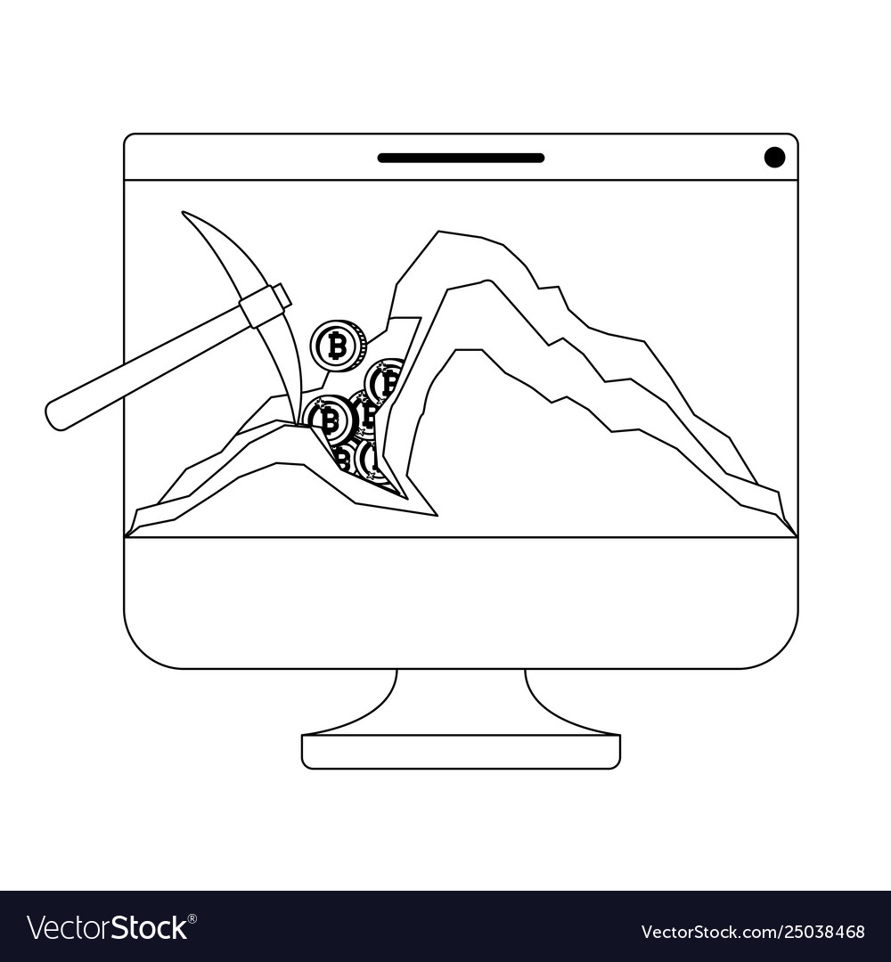 Computer with pick mining bitcoin commerce Vector Image Computer with pick mining bitcoin commerce