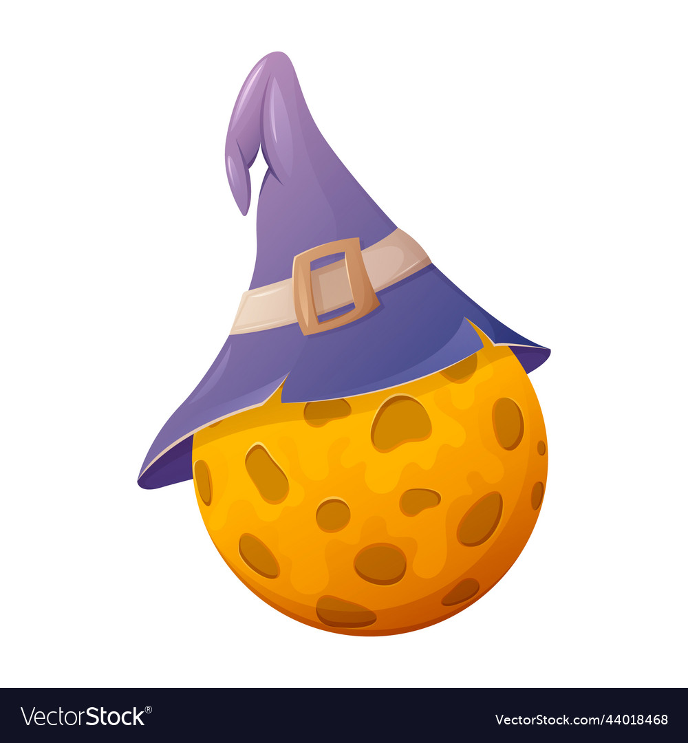 Cute yellow moon in a halloween cartoon