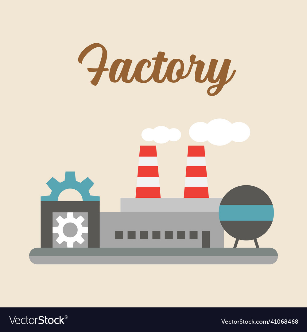 Factory flat style building Royalty Free Vector Image