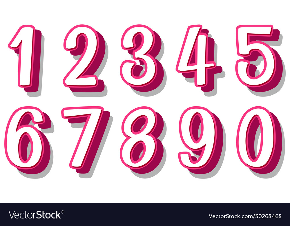 Font design for number one to zero on white