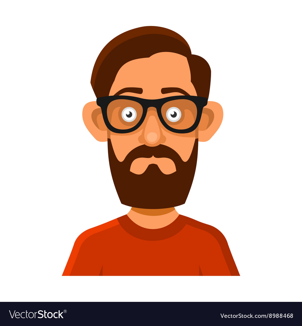 Hipster man in glasses avatar profile userpic on Vector Image