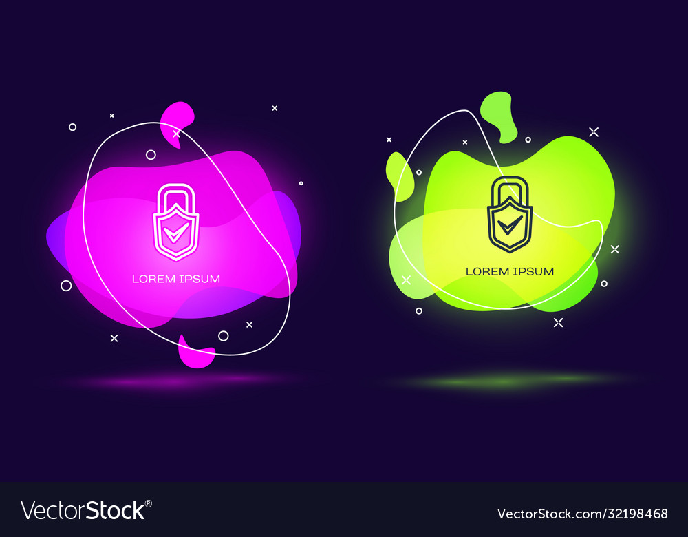 Line open padlock and check mark icon isolated
