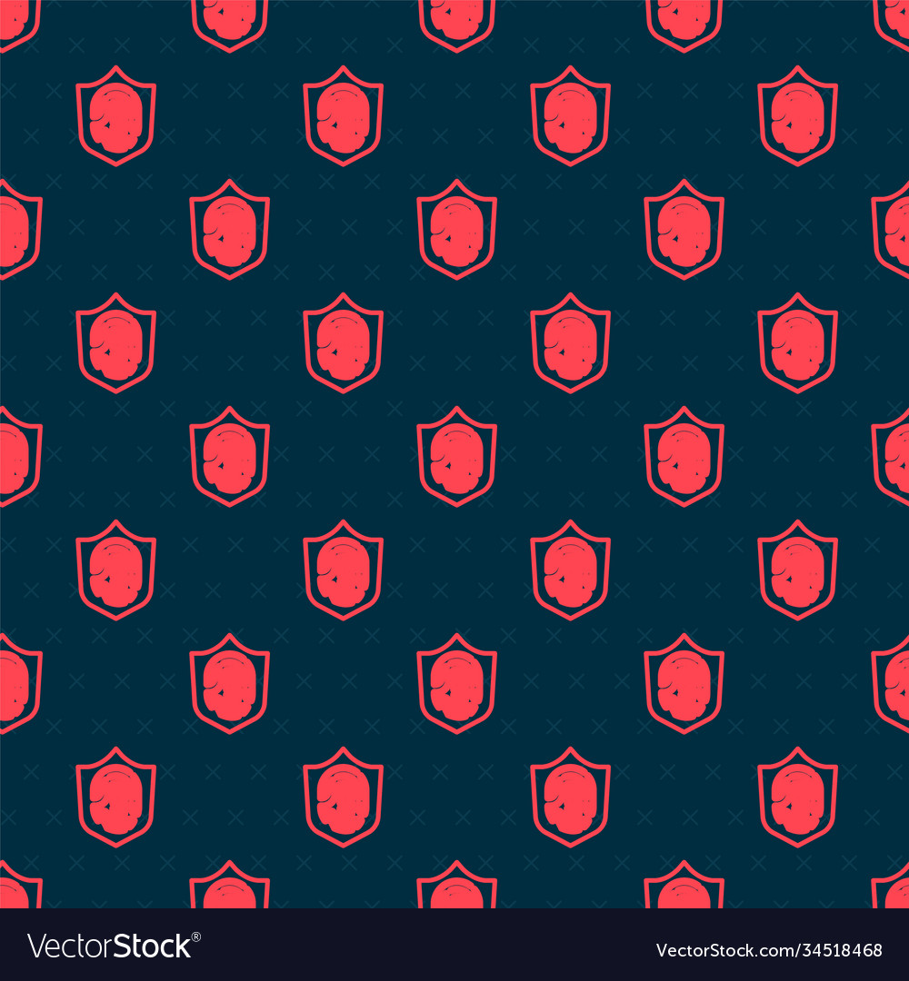 Red line protection shield encoded fingerprint vector image Red line protection shield encoded fingerprint