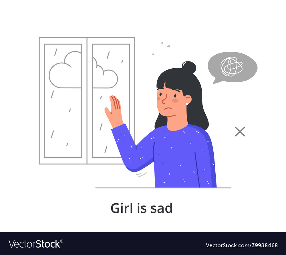 Sad girl concept Royalty Free Vector Image - VectorStock