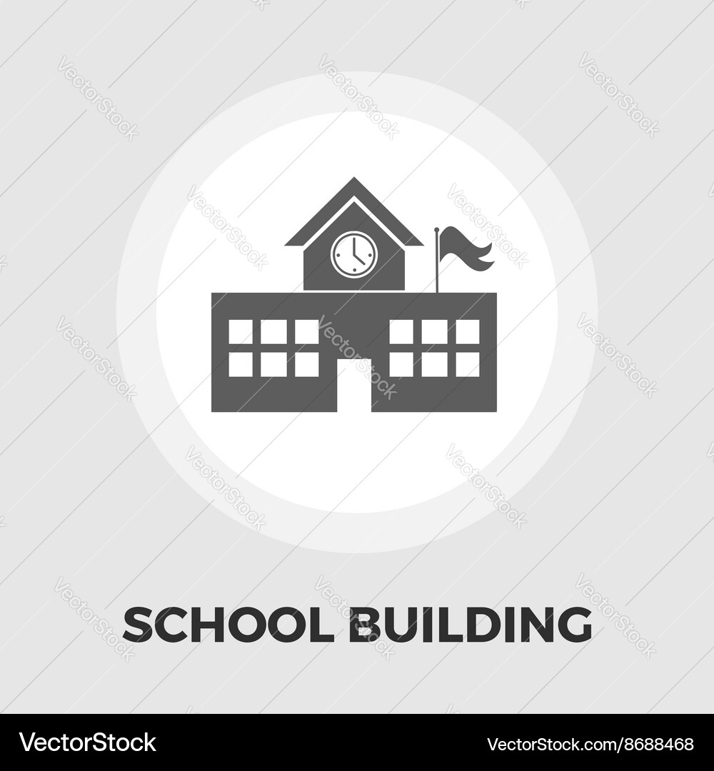 School building icon flat Royalty Free Vector Image