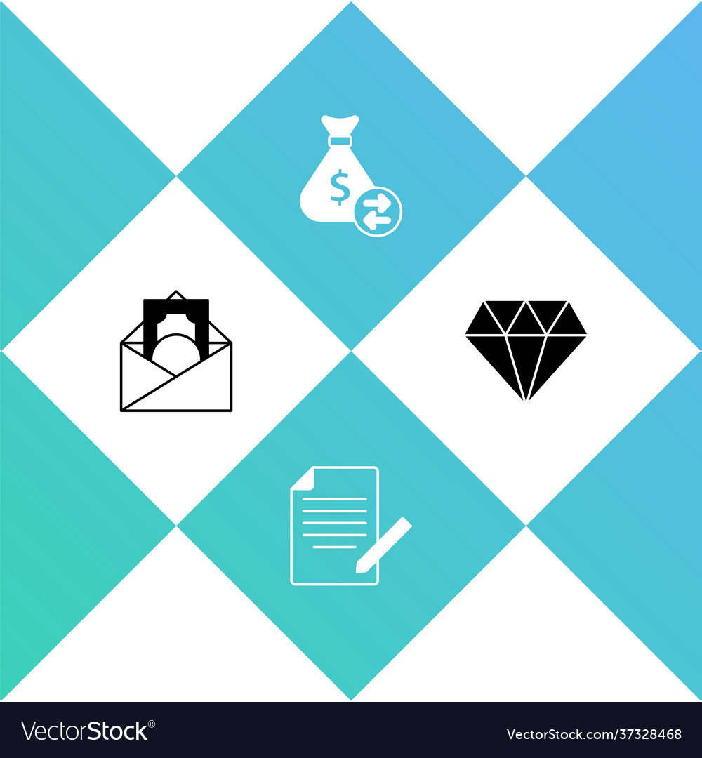 Set envelope with dollar symbol document and pen vector image Set envelope with dollar symbol document and pen