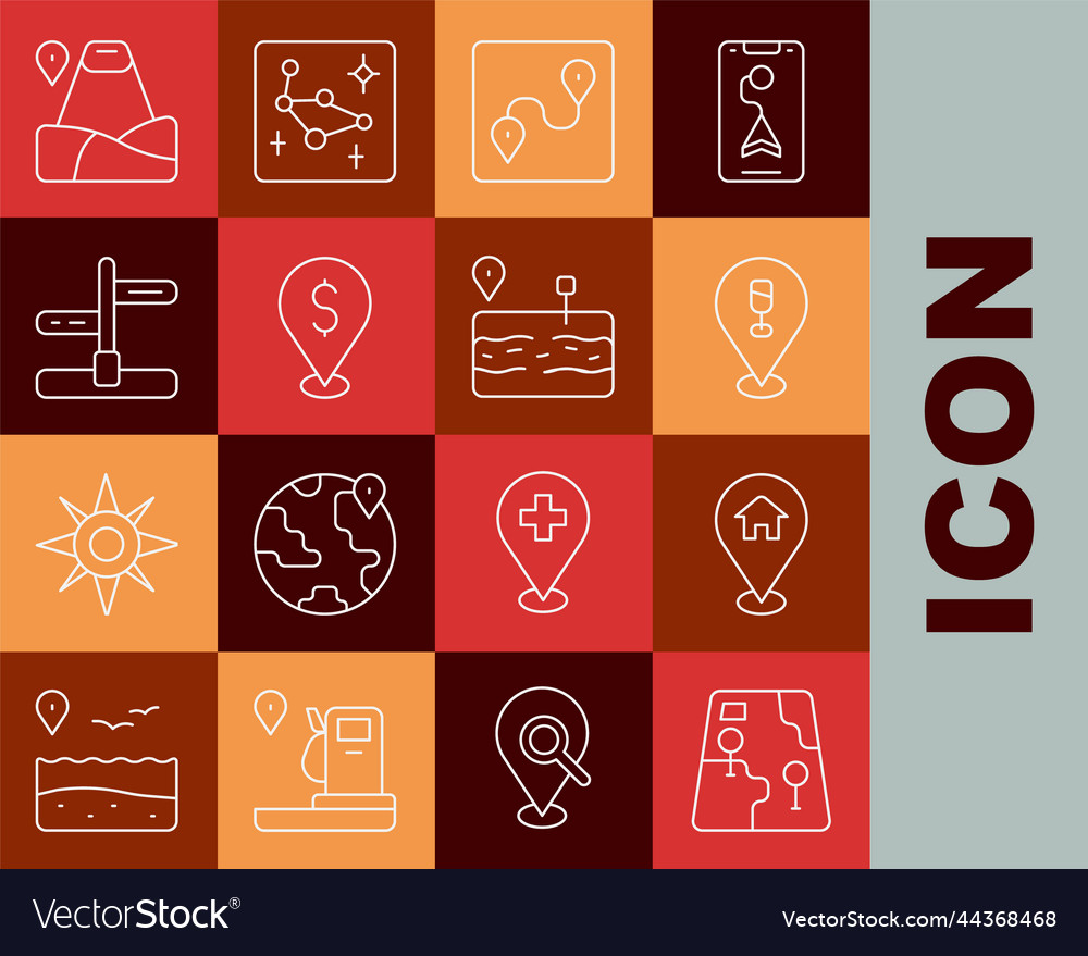 Set line city map navigation location with house vector image Set line city map navigation location with house