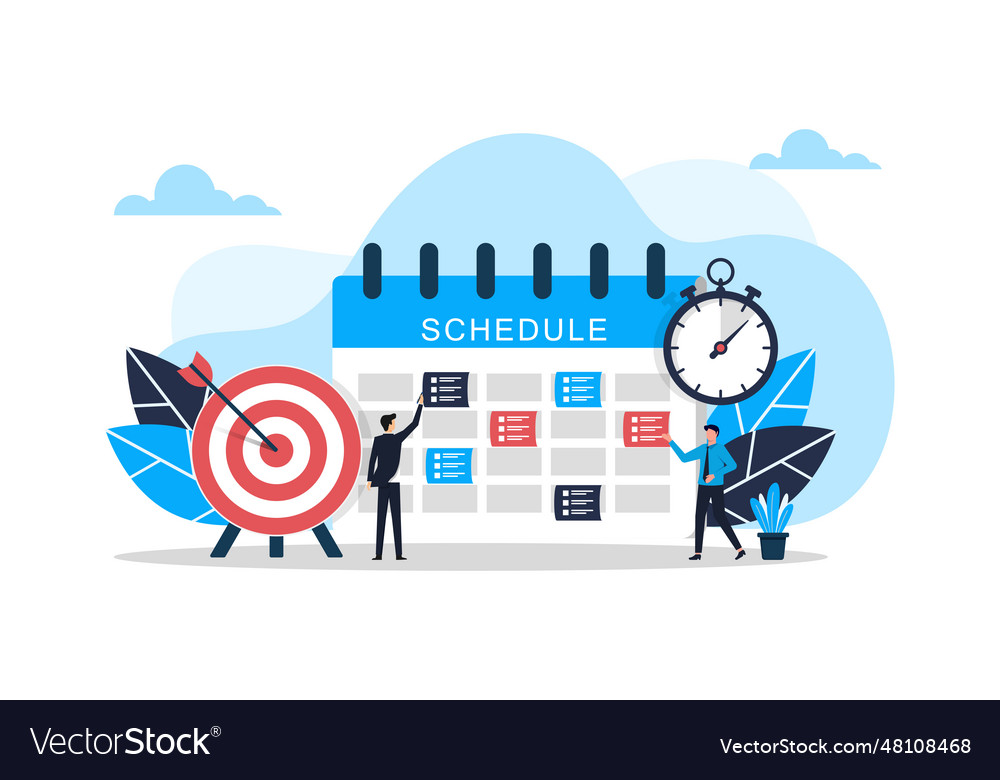 Setting schedule and planner concept task vector image Setting schedule and planner concept task