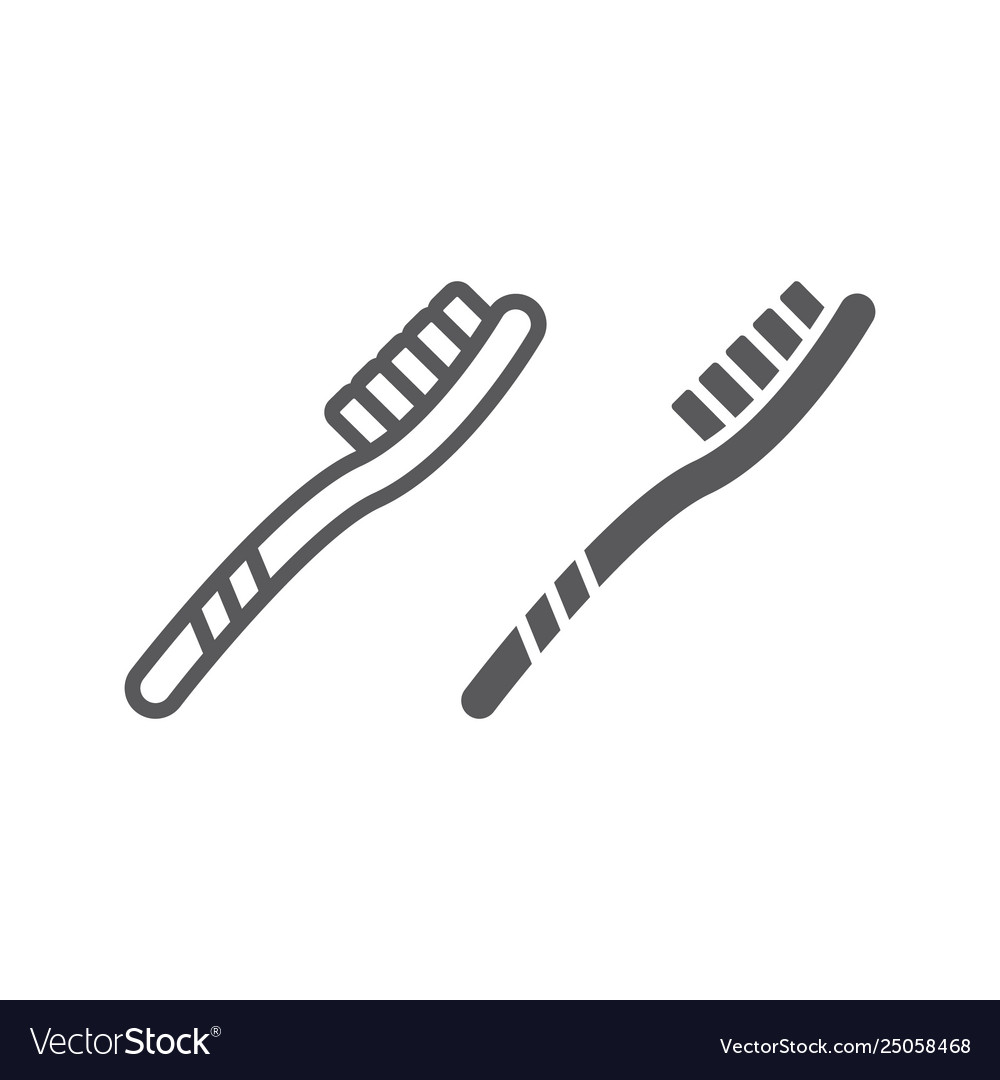 Toothbrush line and glyph icon dental teeth